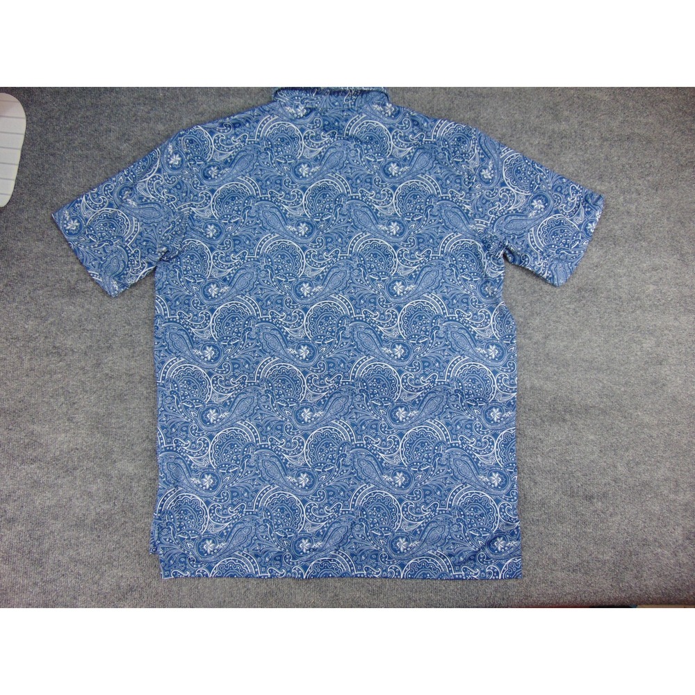Peter Millar Polo Shirt Mens Large Summer Comfort Blue Paisley Short Sleeve Golf - Picture 3 of 8